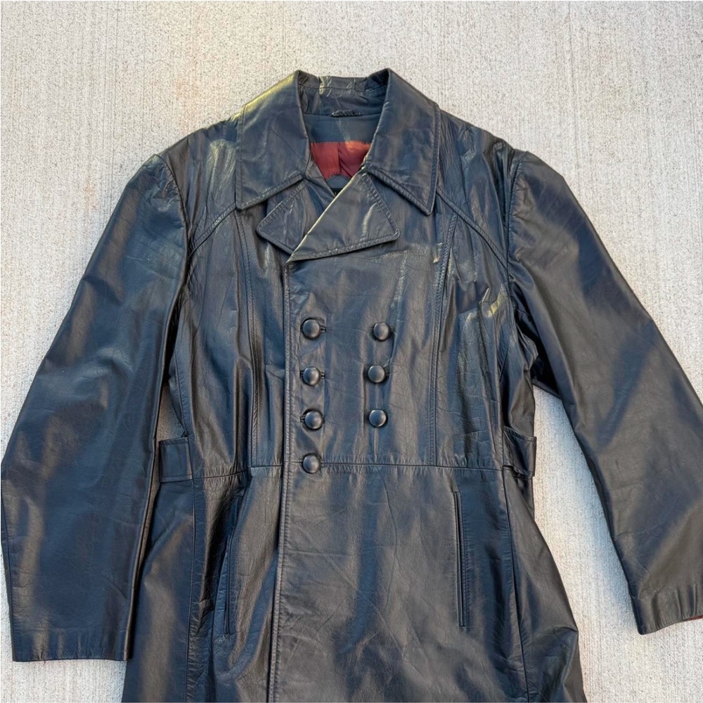 Black Leather Men's Coat